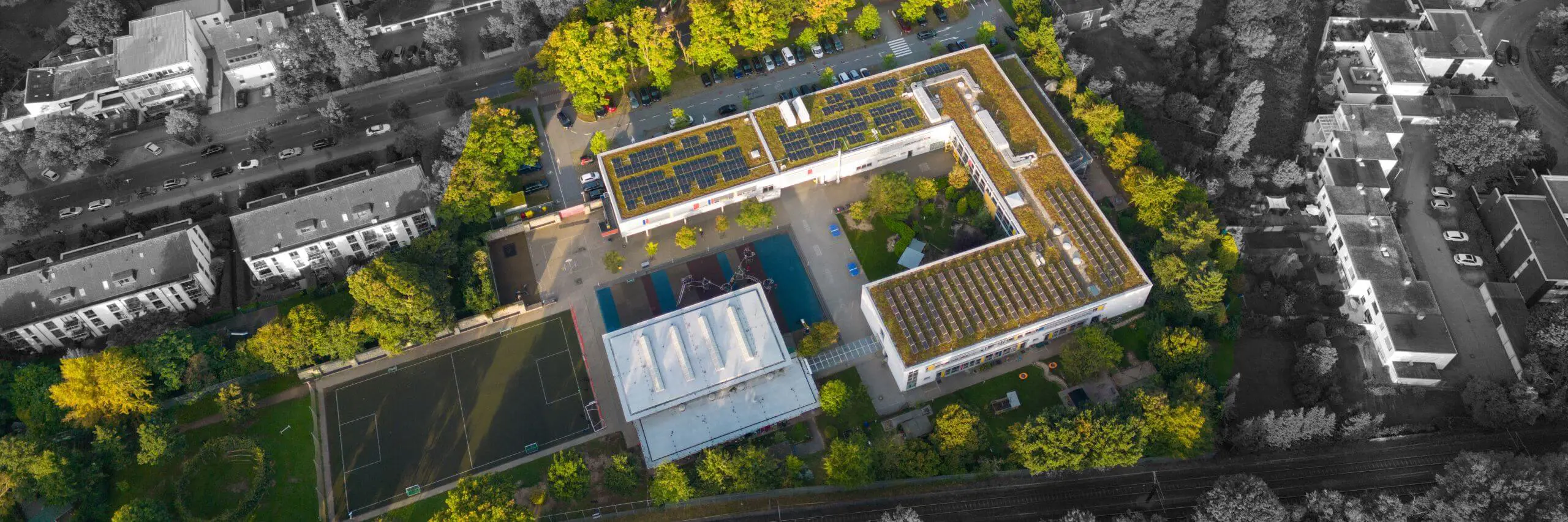 Aerial view of ISD Campus.