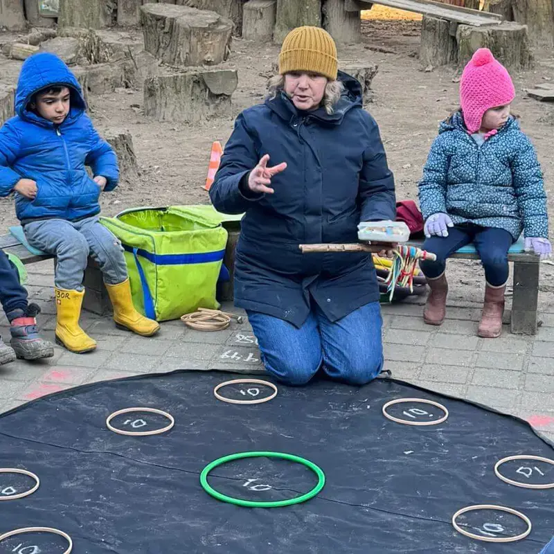 ISD Elementary School pupils in an outdoor lesson.
