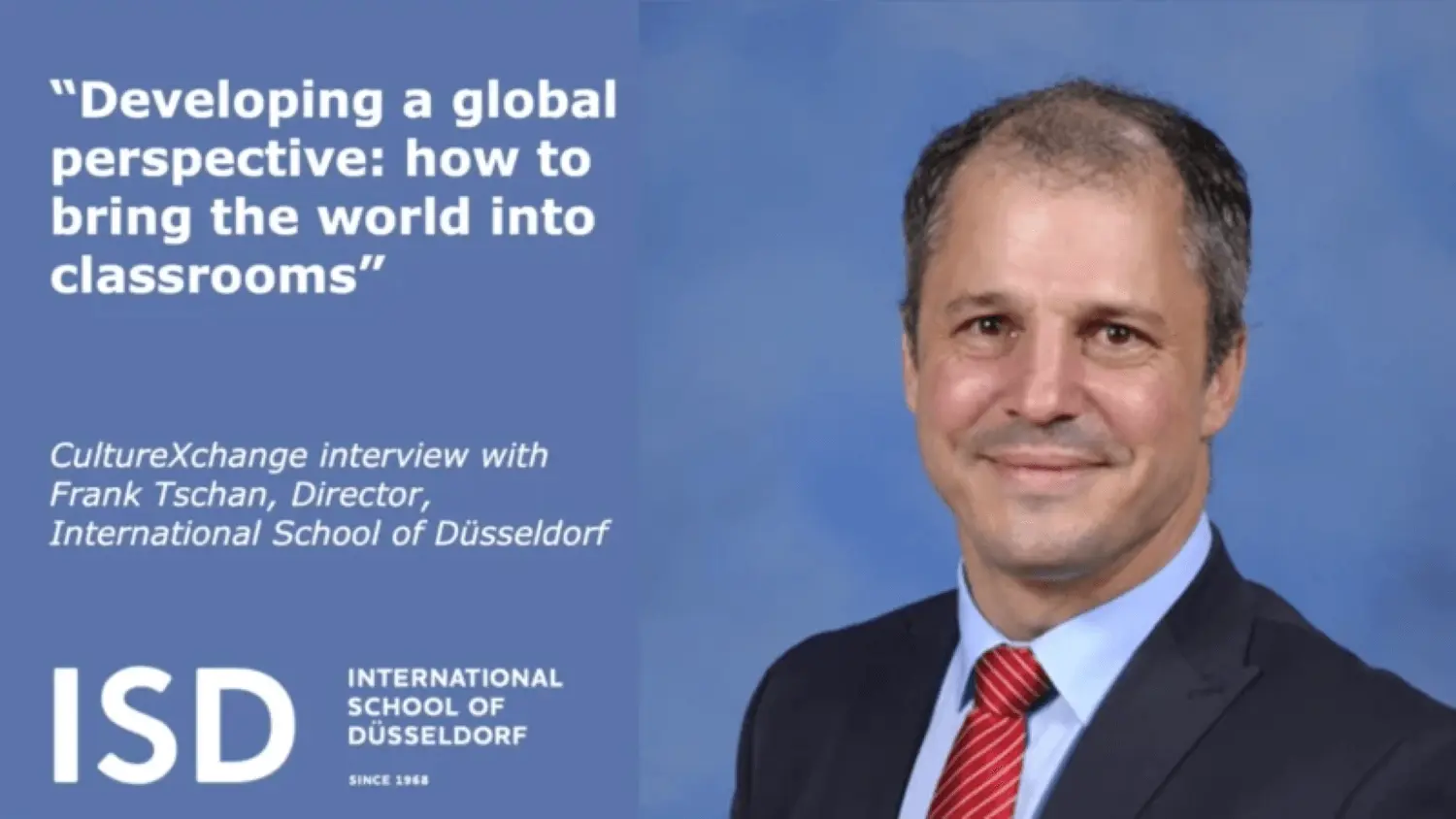 A banner image promoting the cultureXchange podcast interview with ISD director, Frank Tschan
