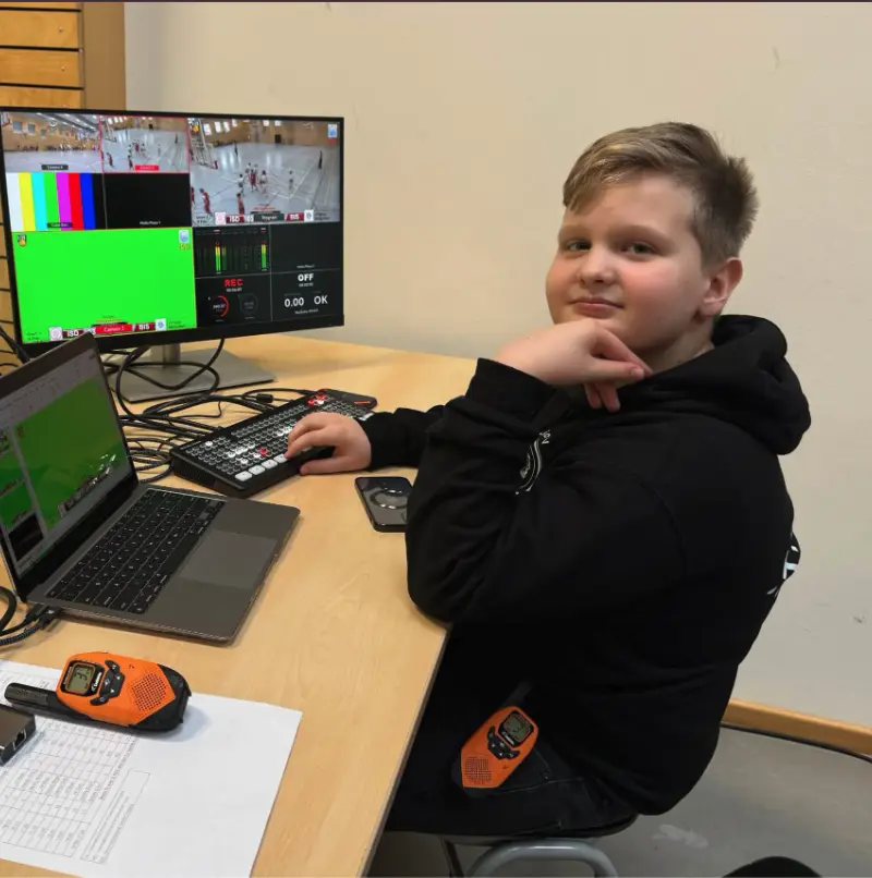 Elementary student using technology
